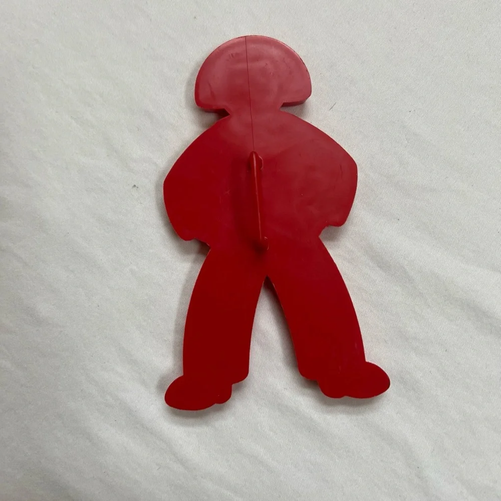 6 Cookie Cutters Red Plastic Vintage Pig Bunny Clown Turkey Flag Christmas Tree